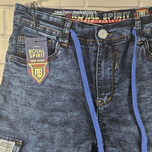 Men's Royal Spirit Denim Blue Jeans Size 34 shoestring waistband New - Picture 10 of 16